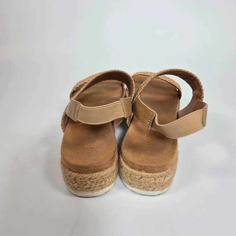 Sun + Stone Karli Sandals Womens 9M Tan Gold Espadrille Platform Boho Festival